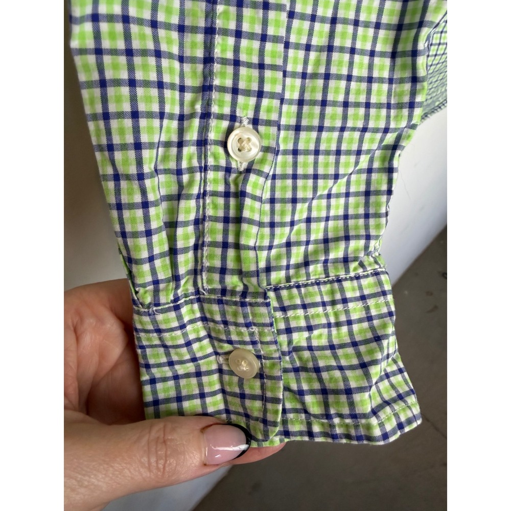 Ralph Lauren Button Down Shirt Kids XL Cotton Green Blue Gingham Plaid Preppy - Picture 7 of 10